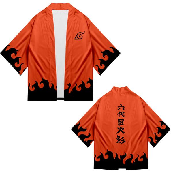 Orange Casual Japanese Style Kimono Naruto Clothes for Men