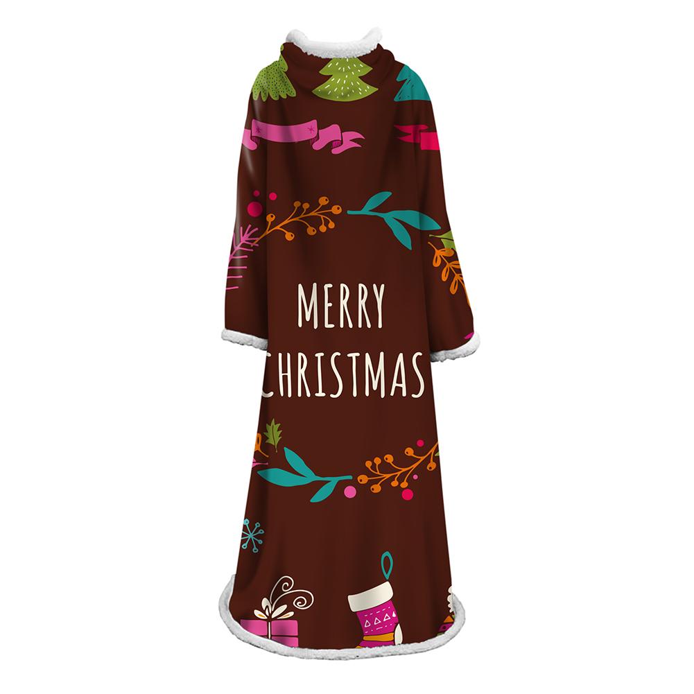 3D Digital Printed Blanket With Sleeves-Christmas Series Blanket Robe