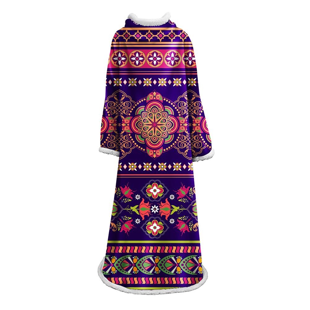3D Digital Printed Blanket With Sleeves-Geometric Designs Blanket Robe