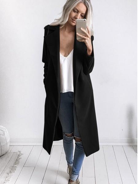 Women Trench Coat Long Sleeve Pocket Overcoat