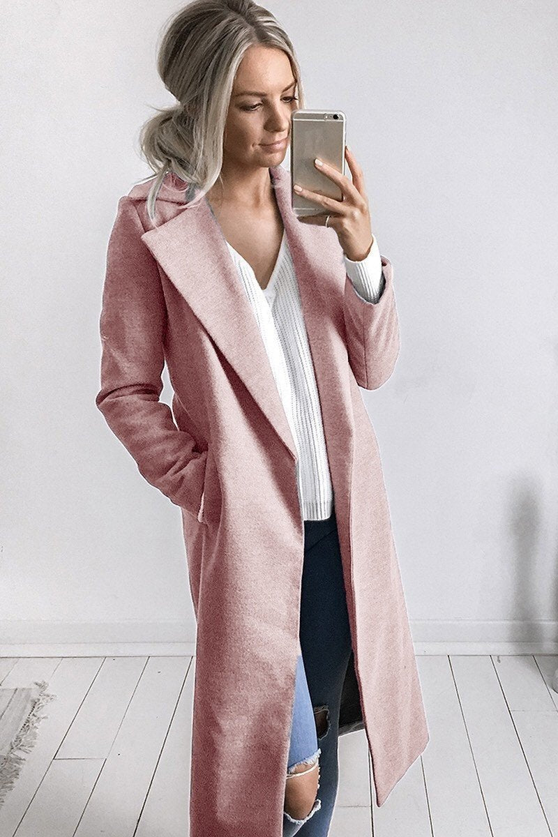 Women Trench Coat Long Sleeve Pocket Overcoat