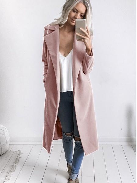 Women Trench Coat Long Sleeve Pocket Overcoat