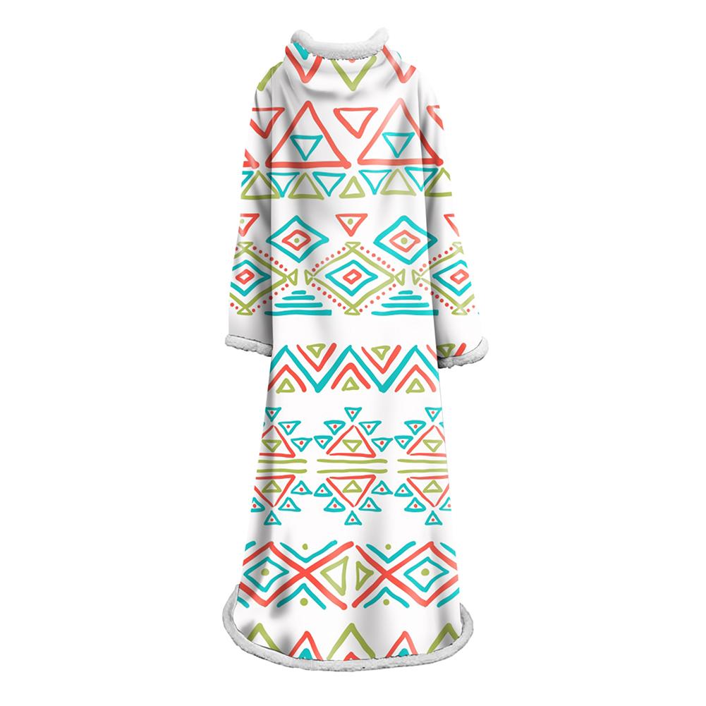 3D Digital Printed Blanket With Sleeves-Geometric Designs Blanket Robe