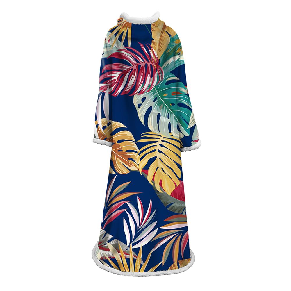 3D Digital Printed Plants Blanket With Sleeves-Leaves Blanket Robe