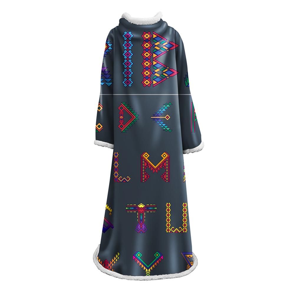 3D Digital Printed Blanket With Sleeves-Geometric Designs Blanket Robe