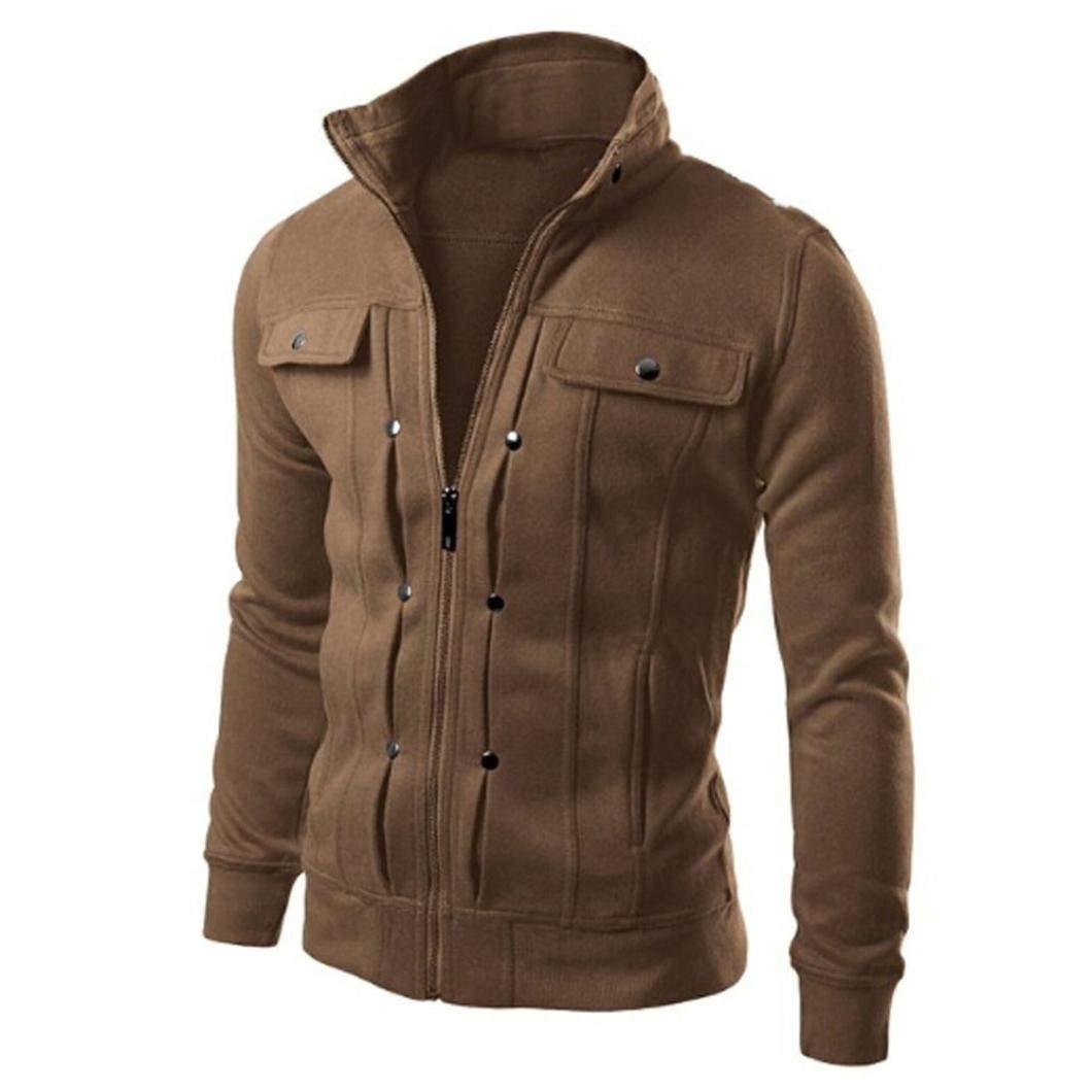 KFSO Men's Casual Winter Cotton Military Jackets Outdoor Coat Windproof Windbreaker (Coffee, XL)