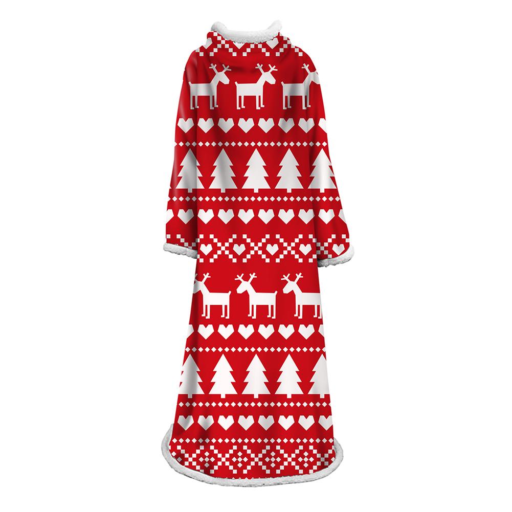 3D Digital Printed Blanket With Sleeves-Christmas Series Blanket Robe