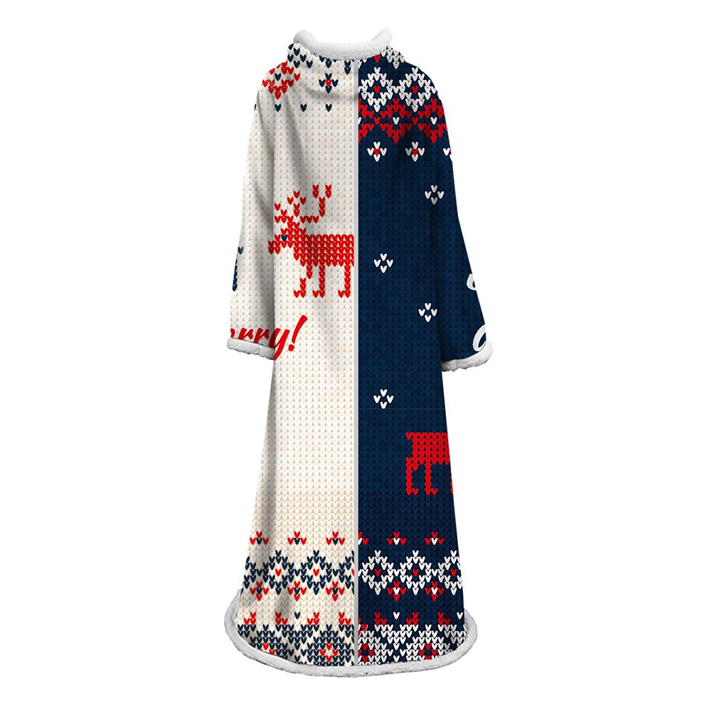3D Digital Printed Blanket With Sleeves-Christmas Series Blanket Robe