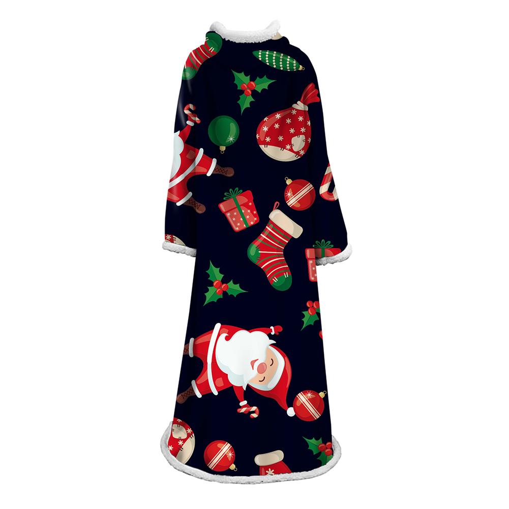 3D Digital Printed Blanket With Sleeves-Christmas Series Blanket Robe