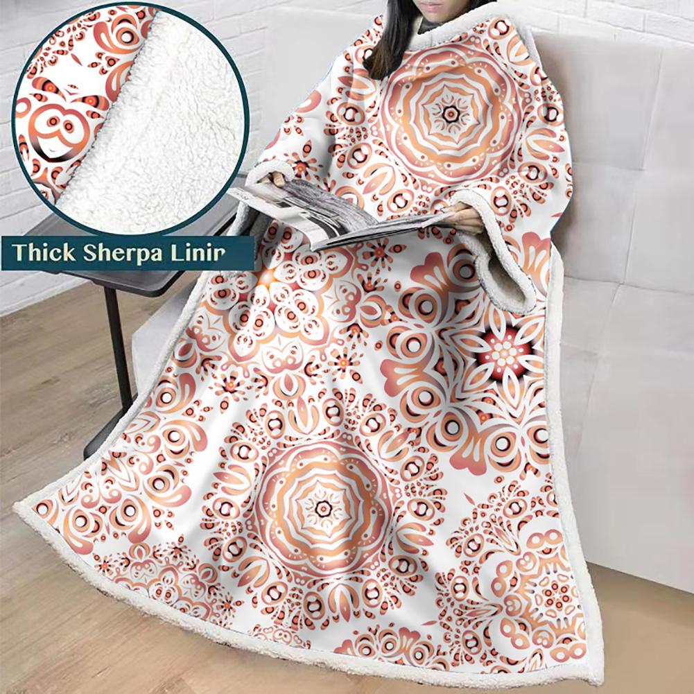 3D Digital Printed Blanket With Sleeves-Geometric Designs Blanket Robe
