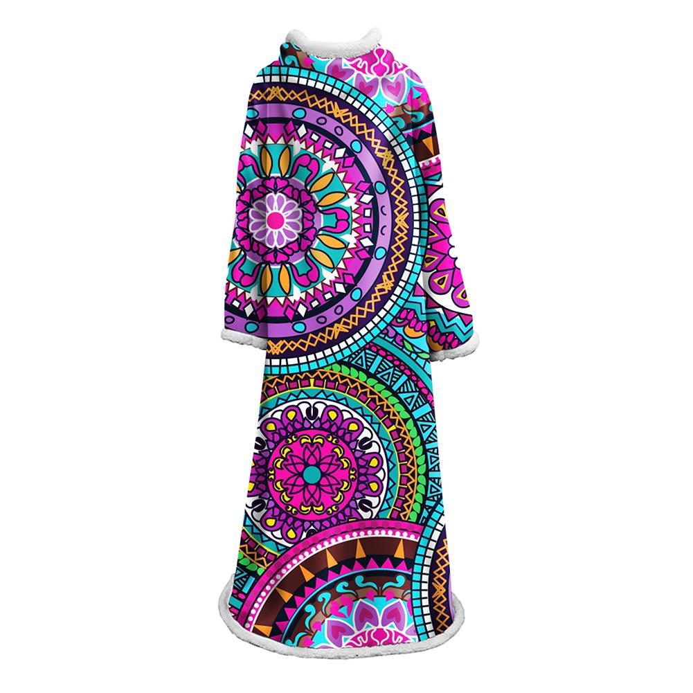 3D Digital Printed Blanket With Sleeves-Geometric Designs Blanket Robe