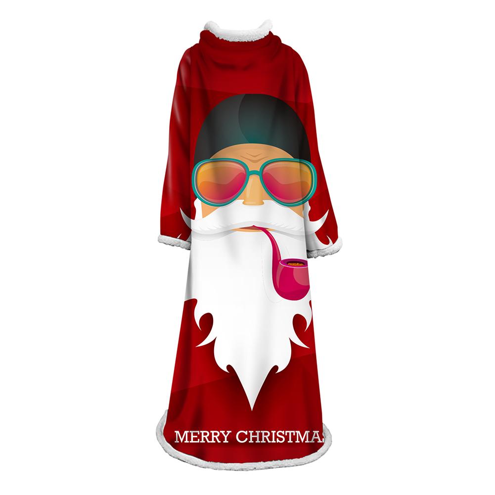 3D Digital Printed Blanket With Sleeves-Christmas Series Blanket Robe