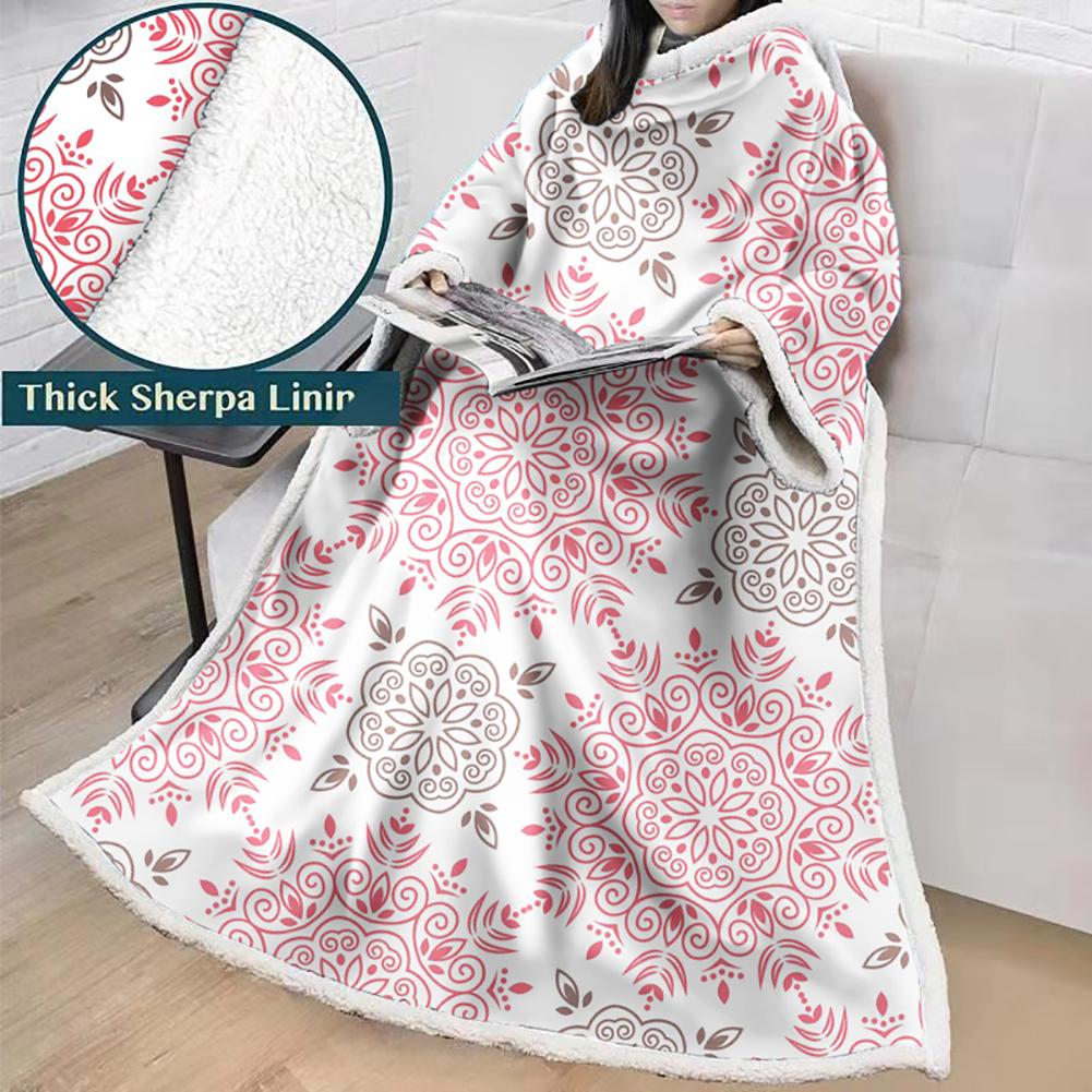 3D Digital Printed Blanket With Sleeves-Geometric Designs Blanket Robe