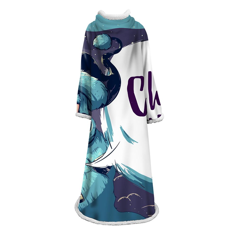 3D Digital Printed Blanket With Sleeves-Christmas Series Blanket Robe