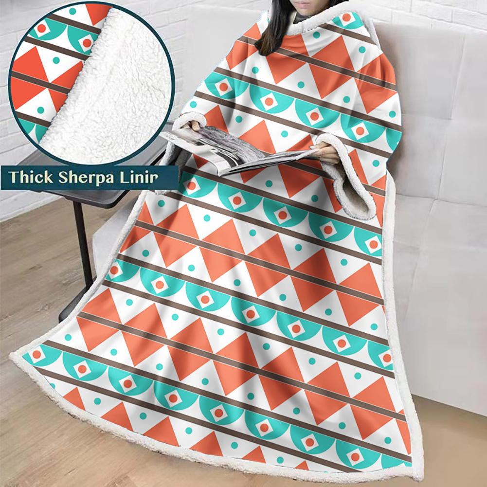 3D Digital Printed Blanket With Sleeves-Geometric Designs Blanket Robe