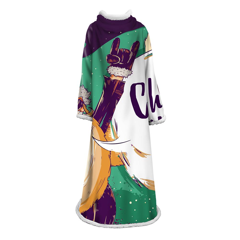 3D Digital Printed Blanket With Sleeves-Christmas Series Blanket Robe