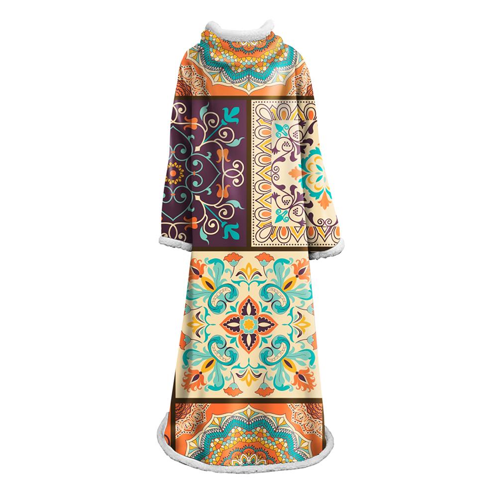 3D Digital Printed Blanket With Sleeves-Geometric Designs Blanket Robe