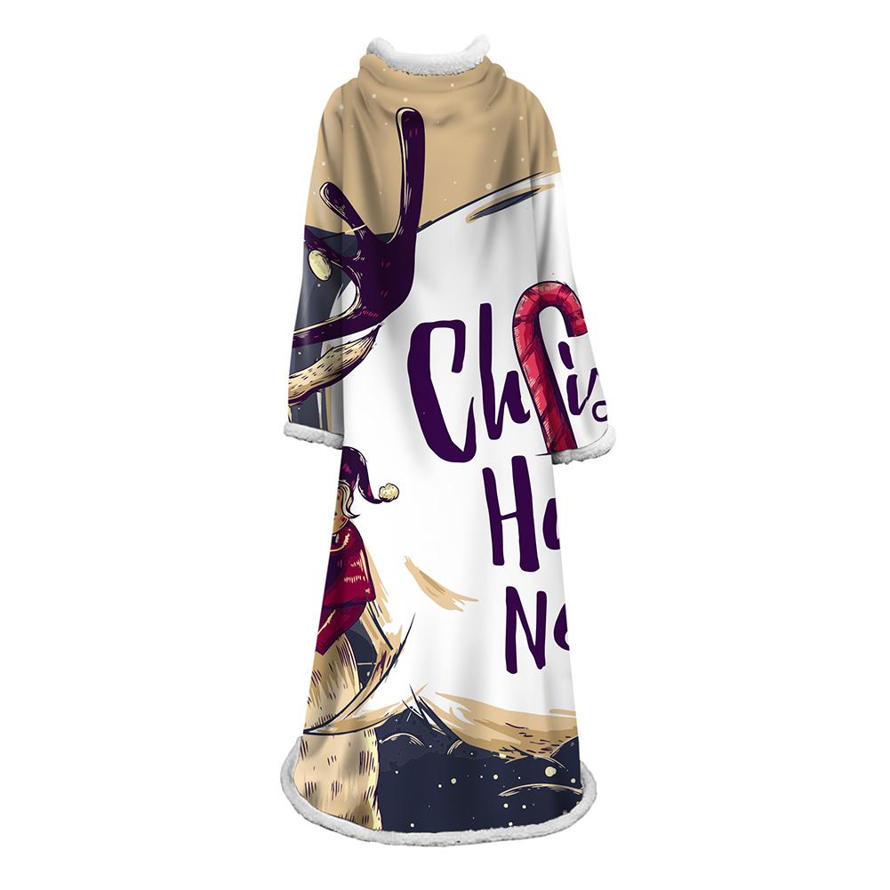 3D Digital Printed Blanket With Sleeves-Christmas Series Blanket Robe