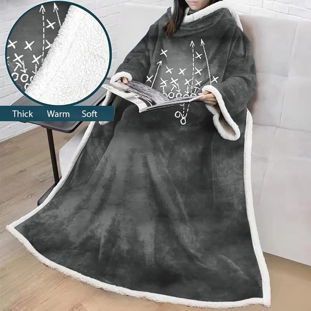 Rugby 3D Digital Printed Blanket With Sleeves-Sports Blanket Robe