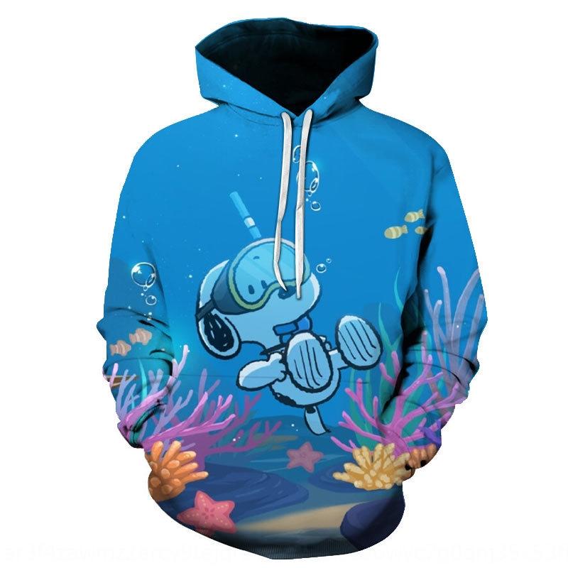 3D Printed Snoopy Digital Casual Hoodie Pullover Sweatshirt