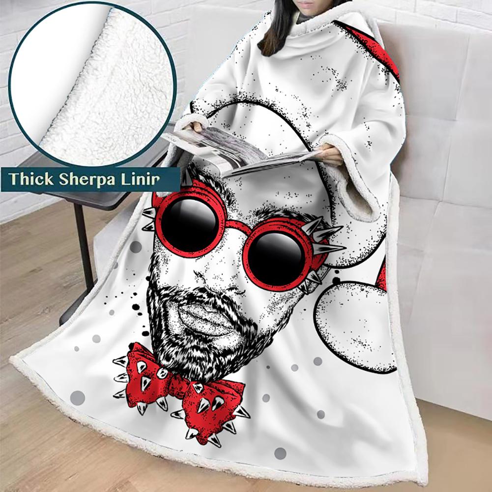 3D Digital Printed Blanket With Sleeves-Horror Skull Blanket Robe