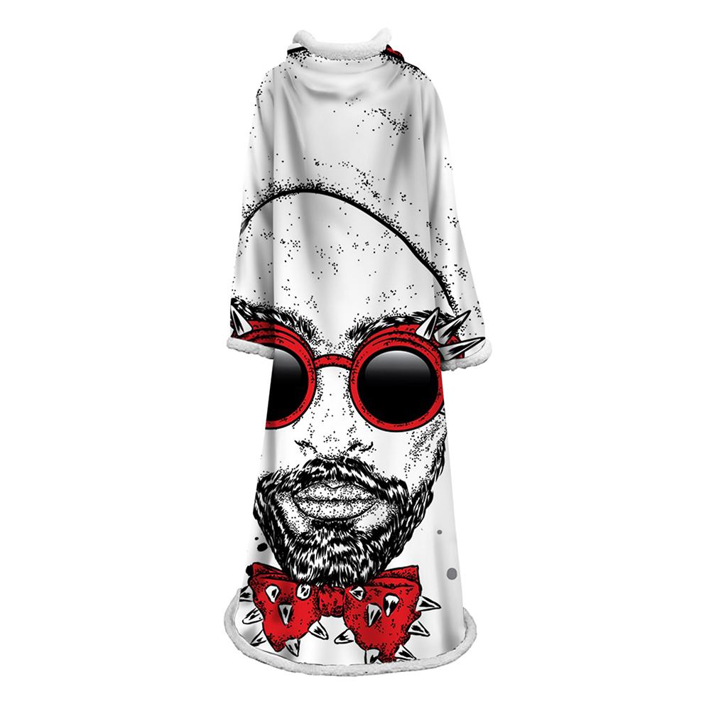 3D Digital Printed Blanket With Sleeves-Horror Skull Blanket Robe