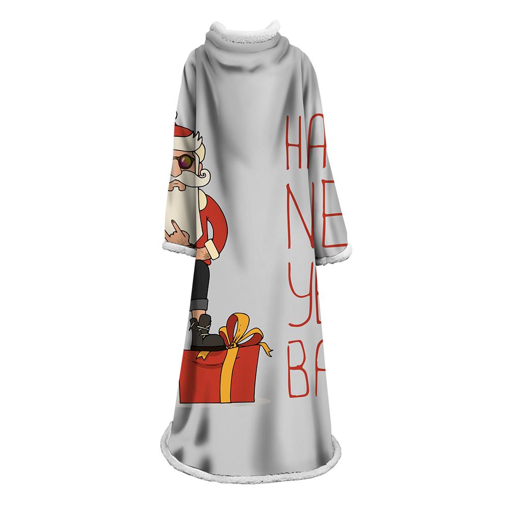 3D Digital Printed Blanket With Sleeves-Christmas Series Blanket Robe