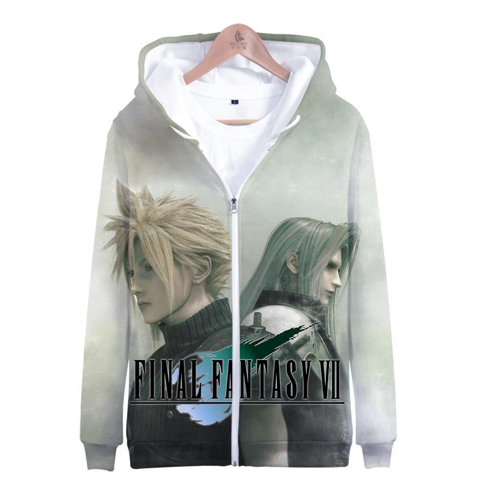 Anime Final Fantasy VII 3D Hoodie Zipper Pullover Hooded Sweatshirt