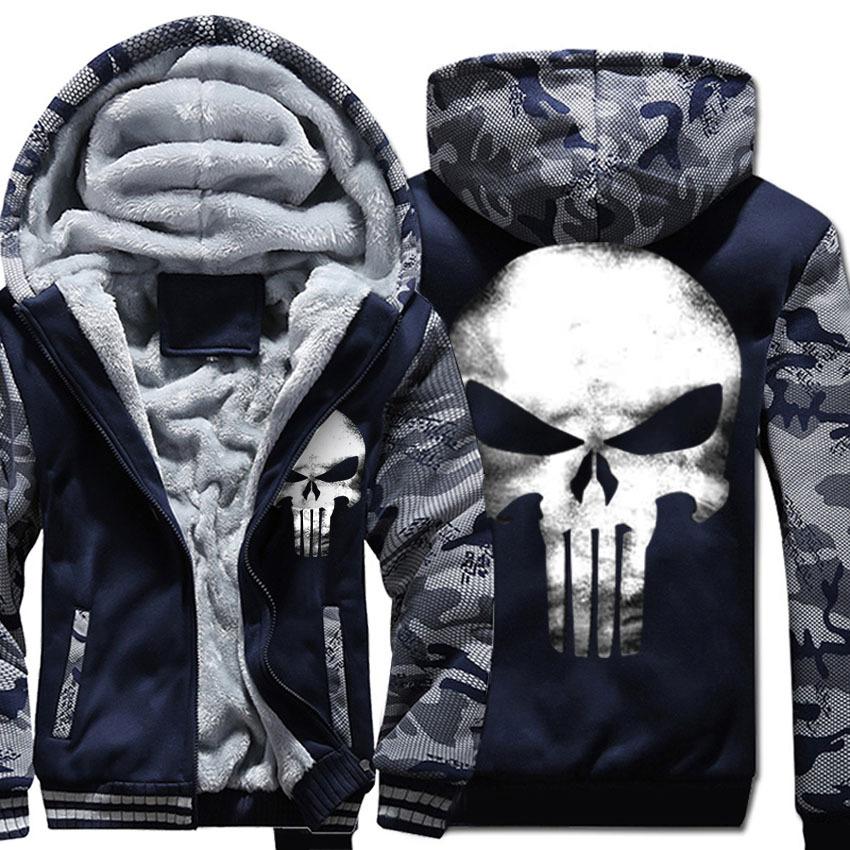 Punisher Jackets - Solid Color Punisher Movie Series Punisher Sign Battle Fatigues Super Cool Fleece Jacket