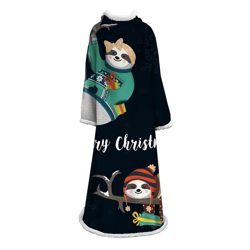 3D Digital Printed Blanket With Sleeves-Christmas Series Blanket Robe