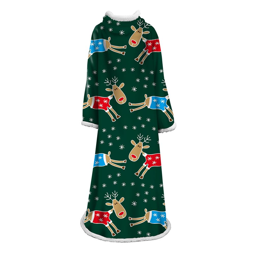 3D Digital Printed Blanket With Sleeves-Christmas Series Blanket Robe