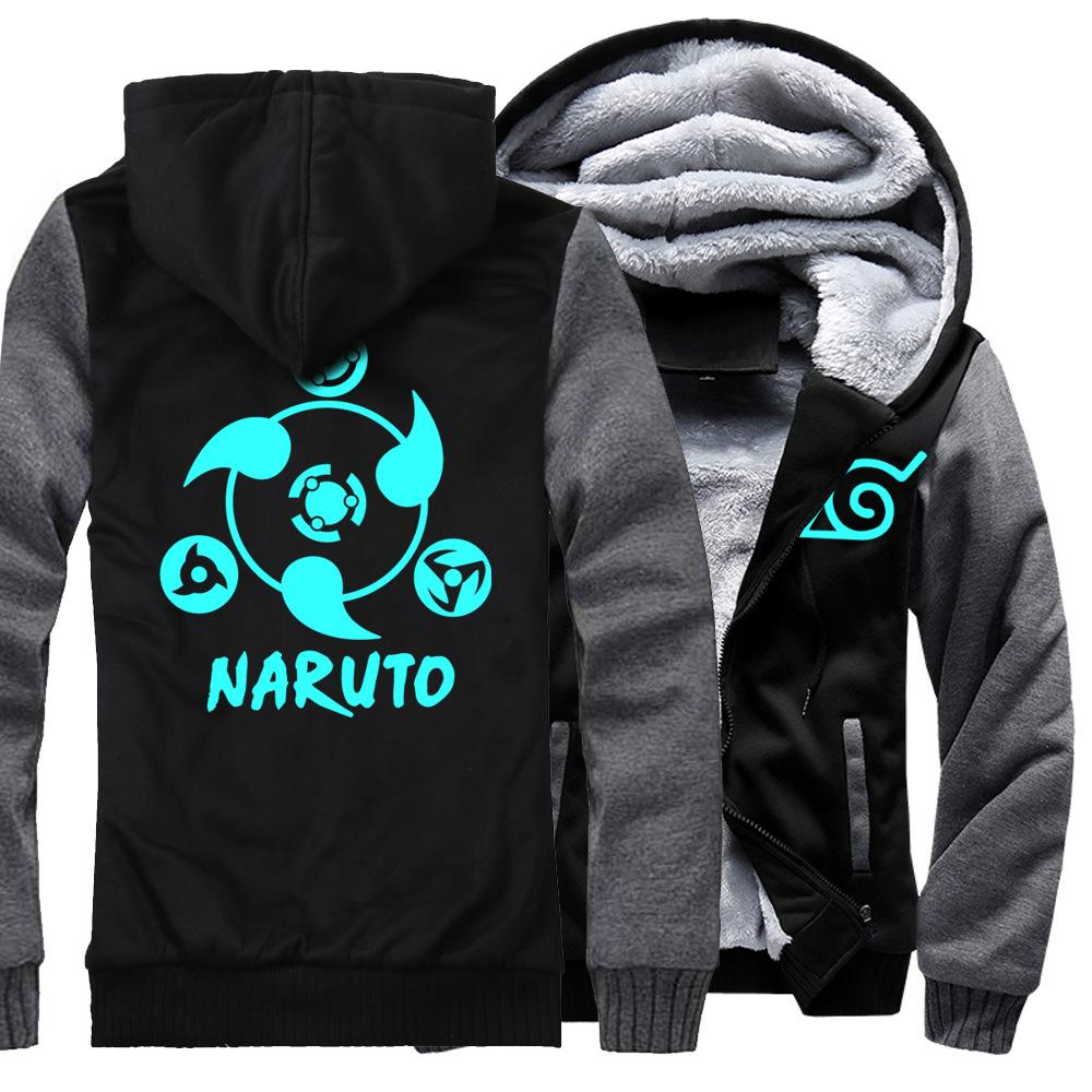 Naruto Jackets - Solid Color Naruto Anime Series Naruto Sign Blue Fleece Jacket