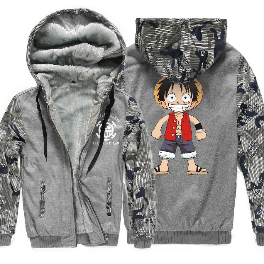 One Piece Jackets - Solid color One Piece Anime Series One Piece Luffy 3D Fleece Jacket