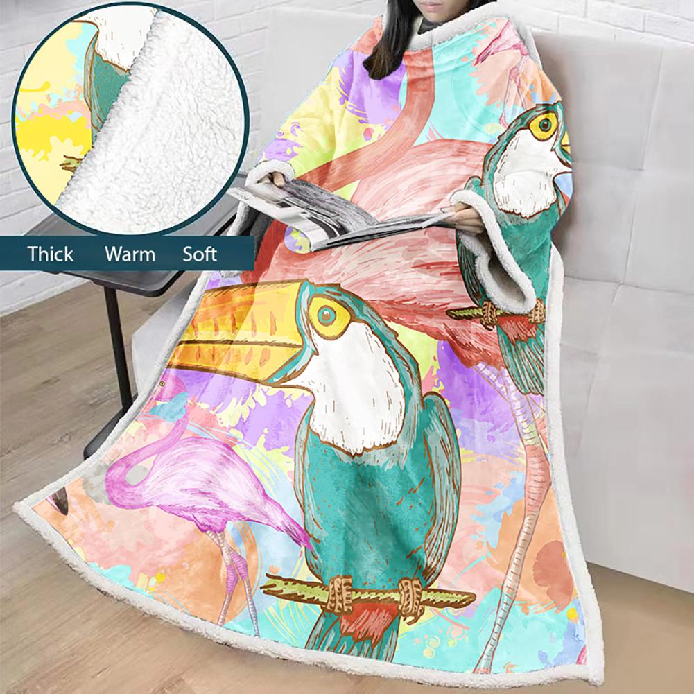 Flamingo Blanket With Sleeves-3D Digital Printed Blanket Robe