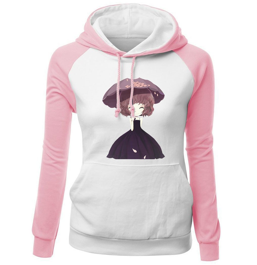 Women Hoodies - Women Hoodie Series Cute Girl Umbrella Fleece Hoodie