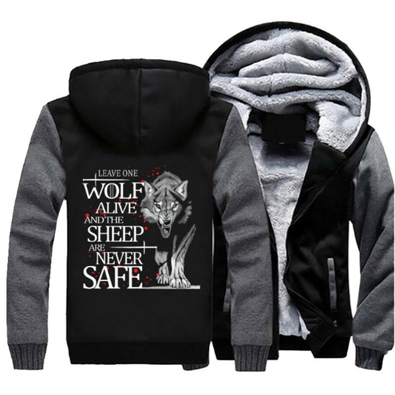 A Song of Ice and Fire Jackets - Solid Color A Song of Ice and Fire Series Wolf Fleece Jacket