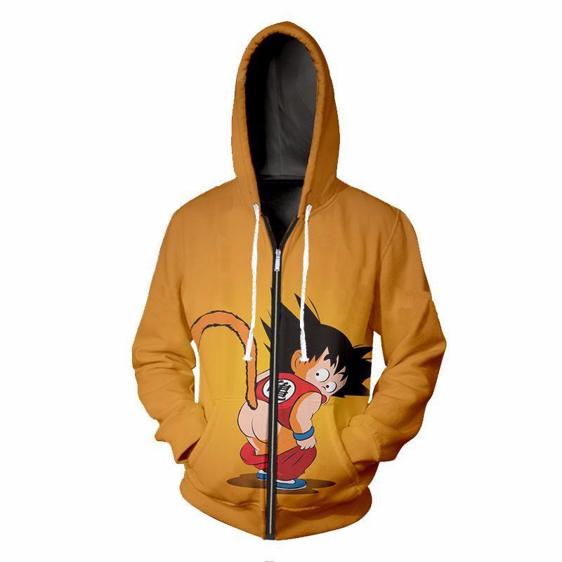 Dragon Ball Z Hoodies - Dragon Ball Z GOKU Series Super Cute Yellow Zip Up Hoodie