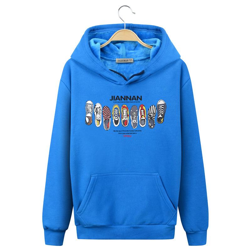 Harajuku Style Hoodies - Solid Color Harajuku Style Icon Series Color Shoes Fashion Fleece Hoodie