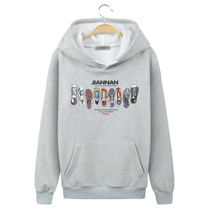 Harajuku Style Hoodies - Solid Color Harajuku Style Icon Series Color Shoes Fashion Fleece Hoodie
