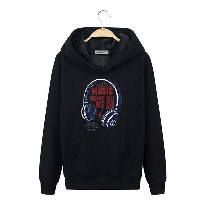 Music Hoodies - Solid Color Music Series Headset Super Cool Fleece Hoodie