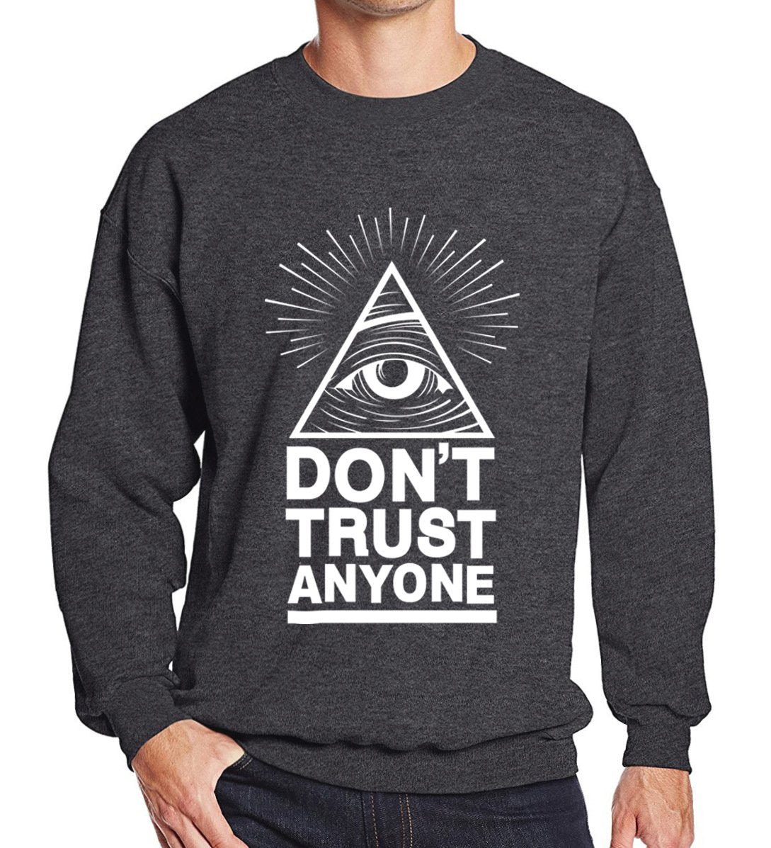 Men's Sweatshirts - Men's Sweatshirt Series DON'T TRUST ANYONE White Icon Fleece Sweatshirt