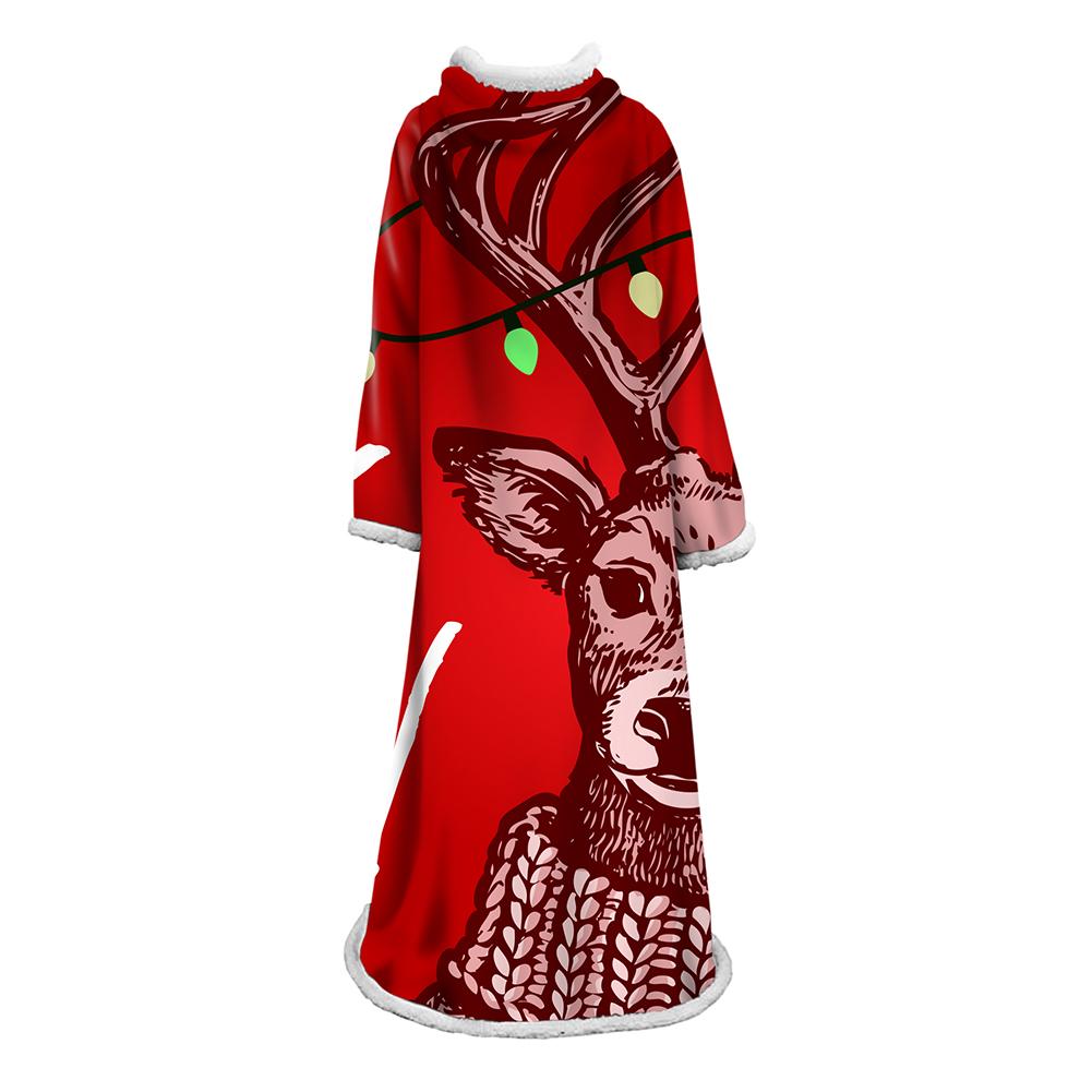 3D Digital Printed Blanket With Sleeves-Christmas Series Blanket Robe