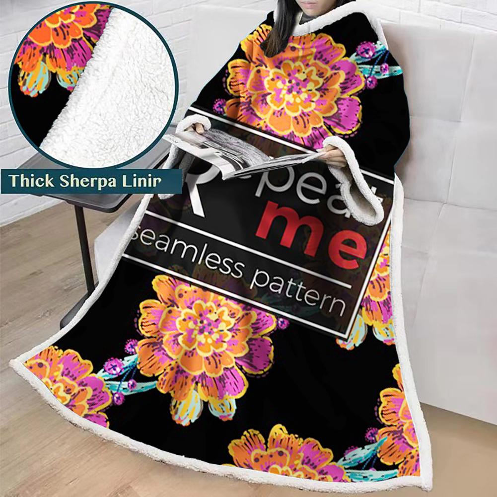 3D Digital Printed Skull Blanket With Sleeves-Horror Blanket Robe