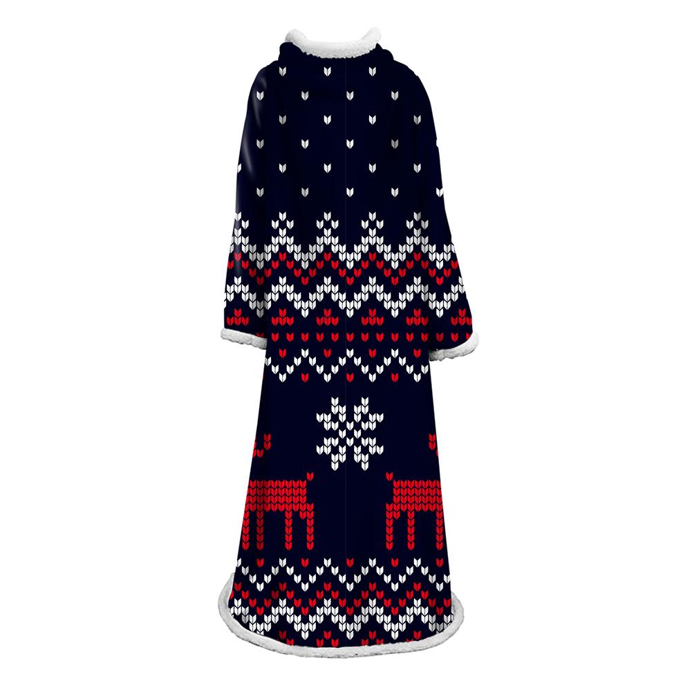 3D Digital Printed Blanket With Sleeves-Christmas Series Blanket Robe