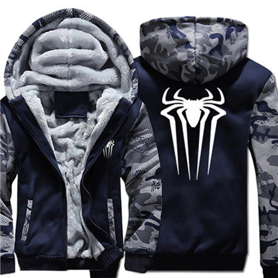 Spider Man Jackets - Solid Color Spider Man Movie Series One Piece Logo Sign Icon Fleece Jacket