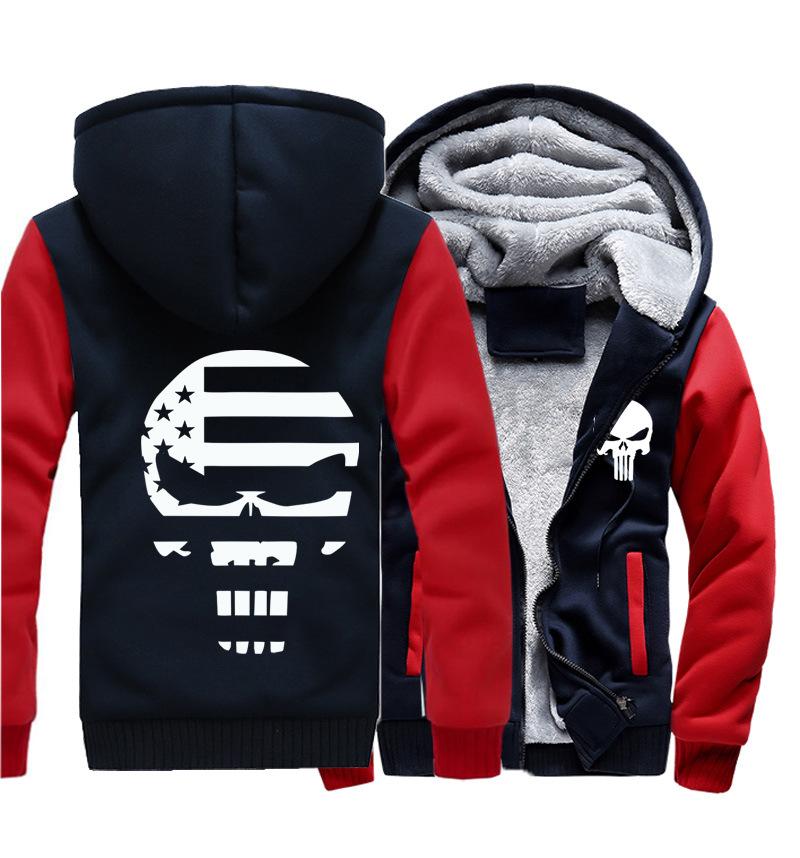 Punisher Jackets - Solid Color Punisher Movie Series Punisher Skull Fleece Jacket