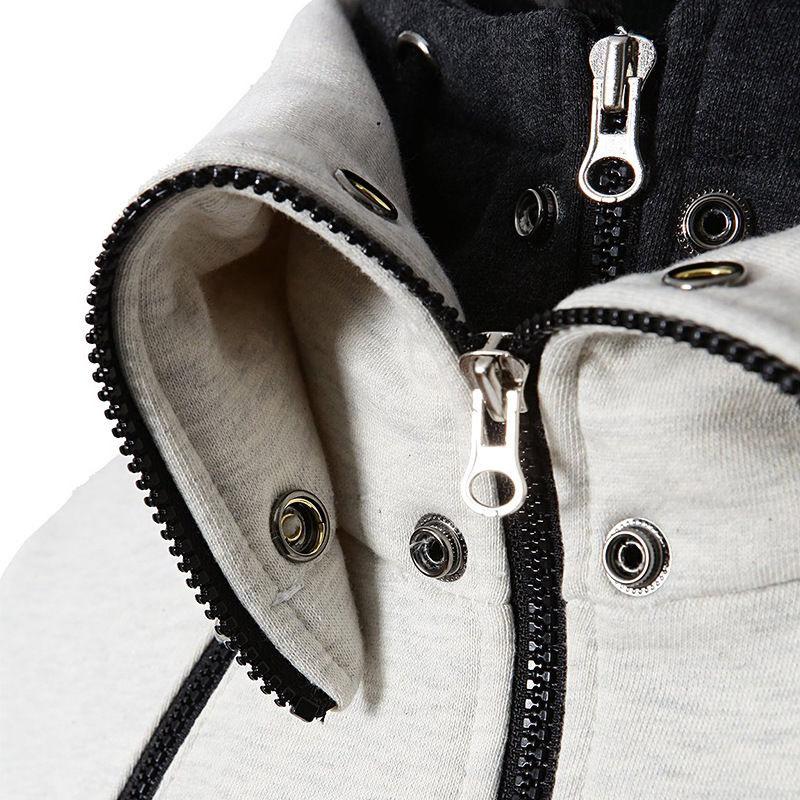 Solid Color Comfortable Coats - Zip Up Grey Black Coat