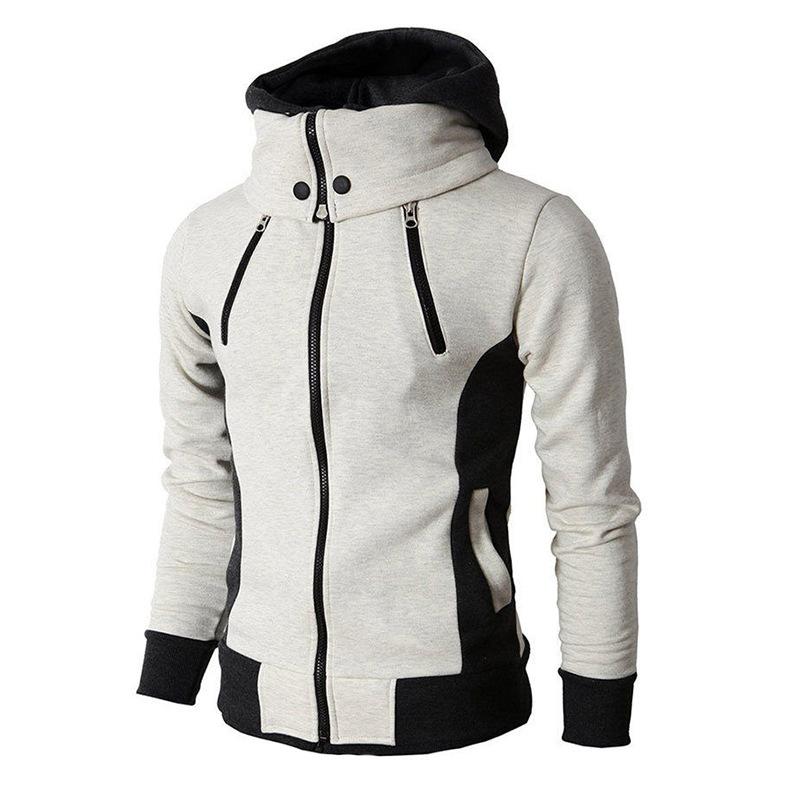 Solid Color Comfortable Coats - Zip Up Grey Black Coat