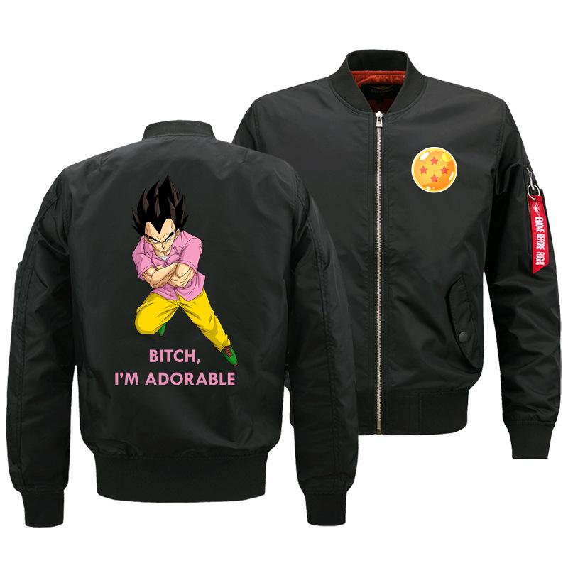 Dragon Ball Jackets - Solid Color Dragon Ball Series Cartoon Super Saiyan Icon Super Cool Flight Suit Fleece Jacket