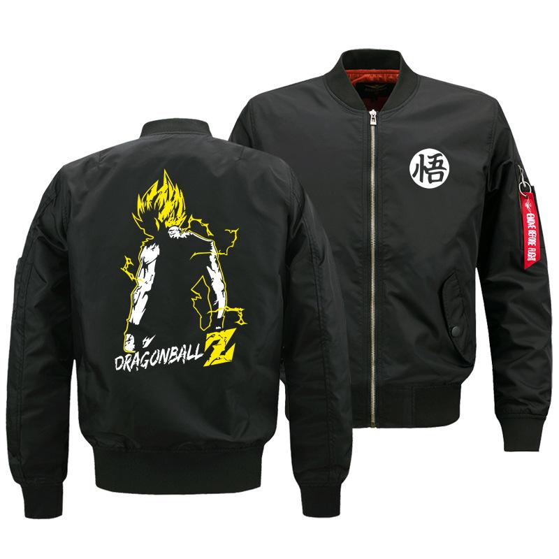 Dragon Ball Jackets - Solid Color Dragon Ball Series Cartoon Super Saiyan Icon Flight Suit Fleece Jacket